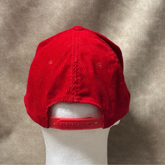 Vintage Red Corduroy “Over the hill” Strapback Trucker Hat Cap - Picture 3 of 6